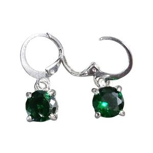 Silvertone 8mm Green Gemstone Earrings